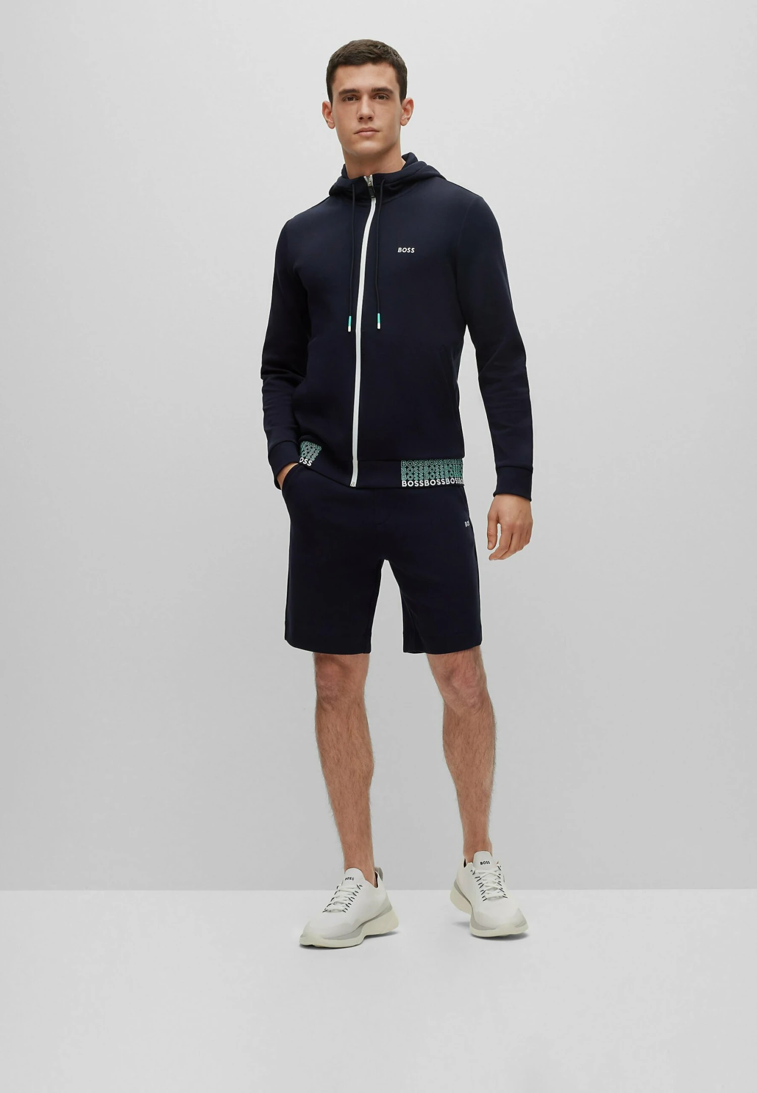 Boss Saggy- Zip-Up Sweatshirt - Dark Blue Two 2 Boss Saggy- Zip-Up Sweatshirt - Dark Blue Two - Image 2