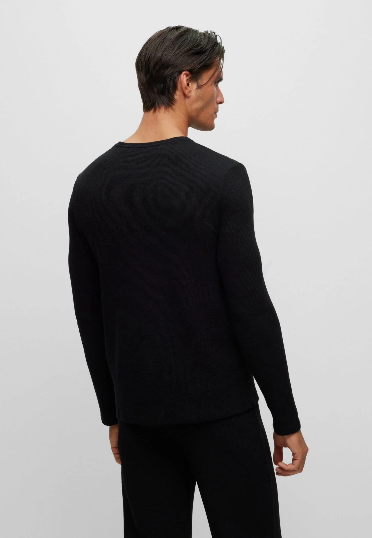 Boss Waffle Ls - Pyjama Top - Black Two 2 Boss Waffle Ls - Pyjama Top - Black Two - Image 2