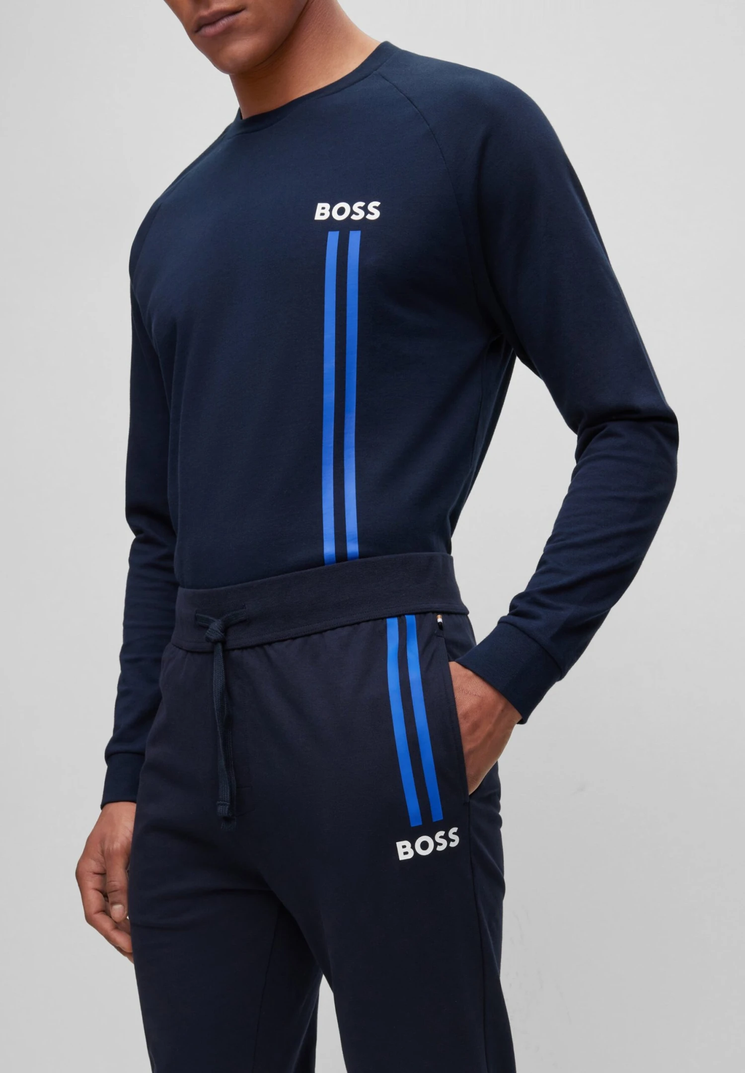 Boss Authentic- Tracksuit Bottoms - Dark Blue Three 4 Boss Authentic- Tracksuit Bottoms - Dark Blue Three - Image 4