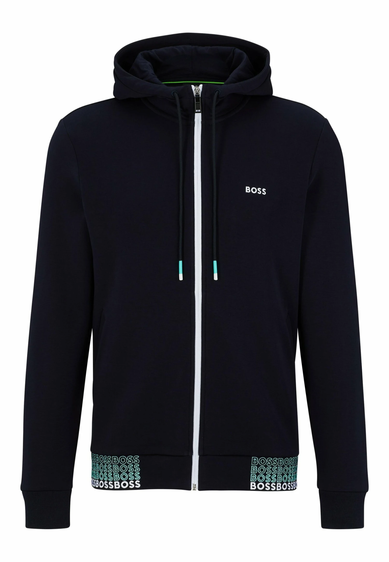 Boss Saggy- Zip-Up Sweatshirt - Dark Blue Two 3 Boss Saggy- Zip-Up Sweatshirt - Dark Blue Two - Image 3