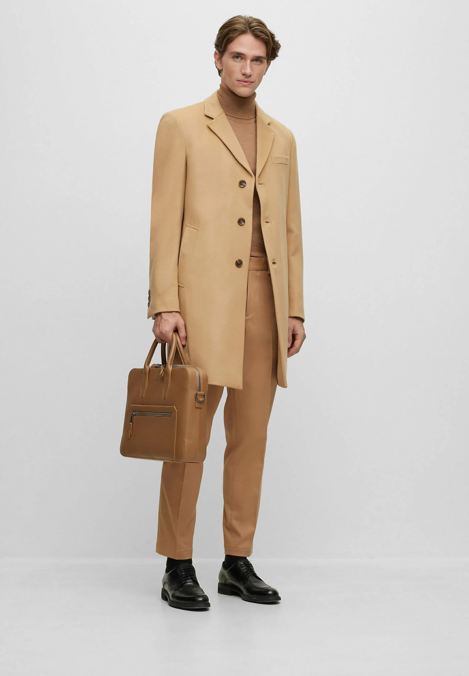 Boss H-Hyde-234 - Classic Coat - Beige 2 Boss H-Hyde-234 - Classic Coat - Beige - Image 2