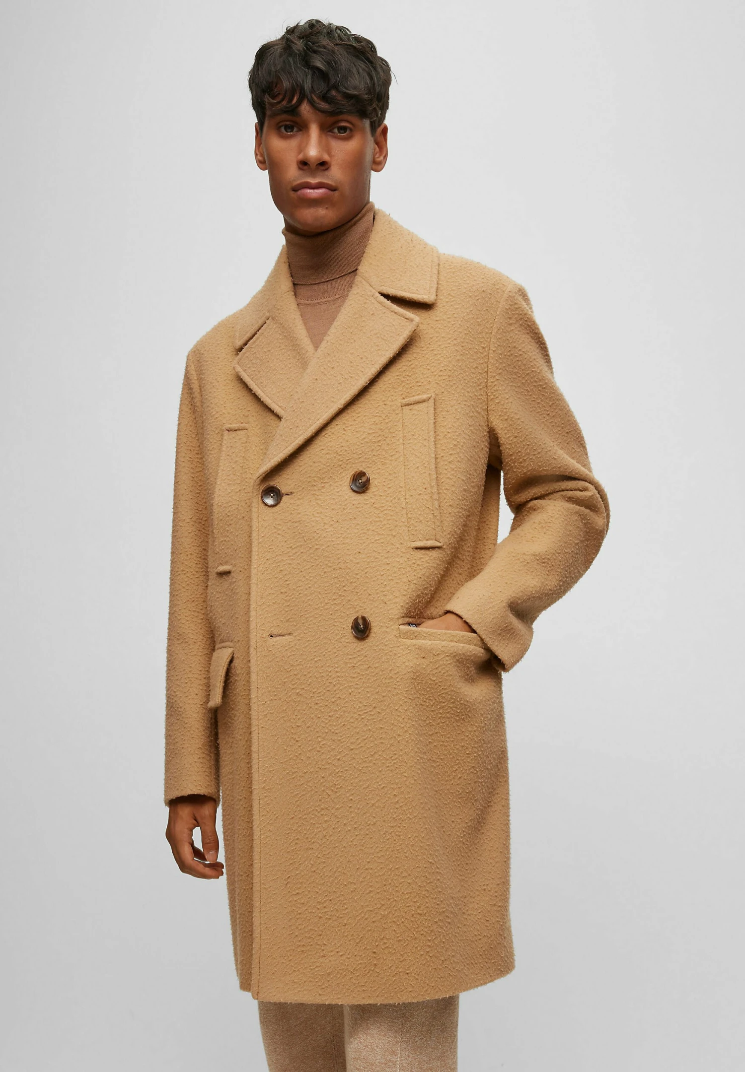 Boss H-Cam-Db-234 - Classic Coat - Beige 6 Boss H-Cam-Db-234 - Classic Coat - Beige - Image 6