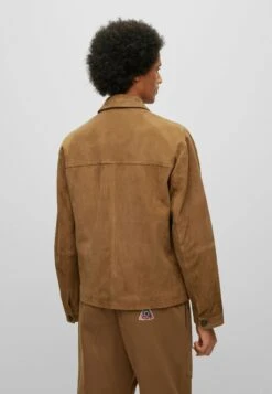 Boss Leather Jacket - Open Beige -Boss Sales Store 602e431309934b35bc30104a6b0e4a00