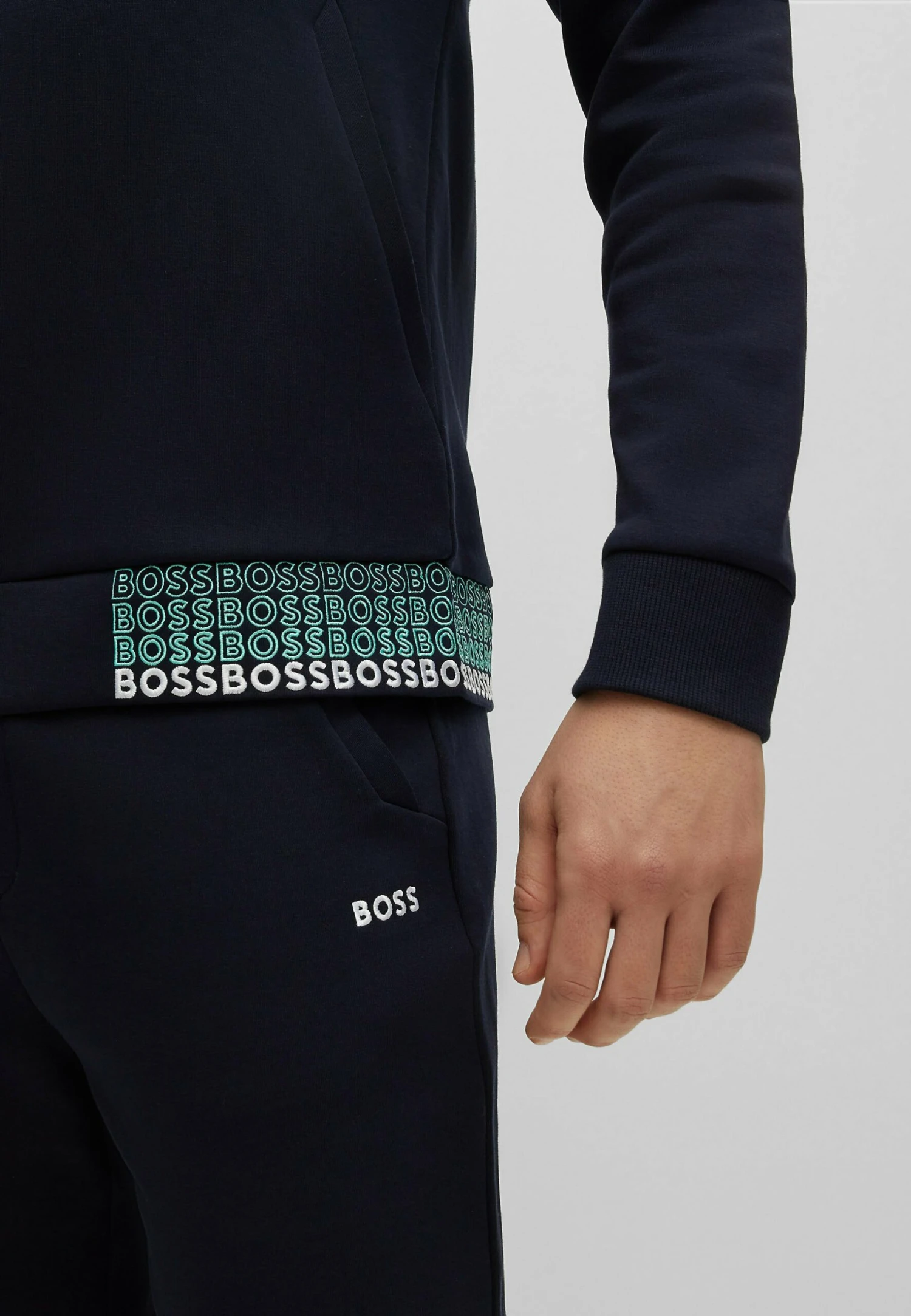 Boss Saggy- Zip-Up Sweatshirt - Dark Blue Two 5 Boss Saggy- Zip-Up Sweatshirt - Dark Blue Two - Image 5