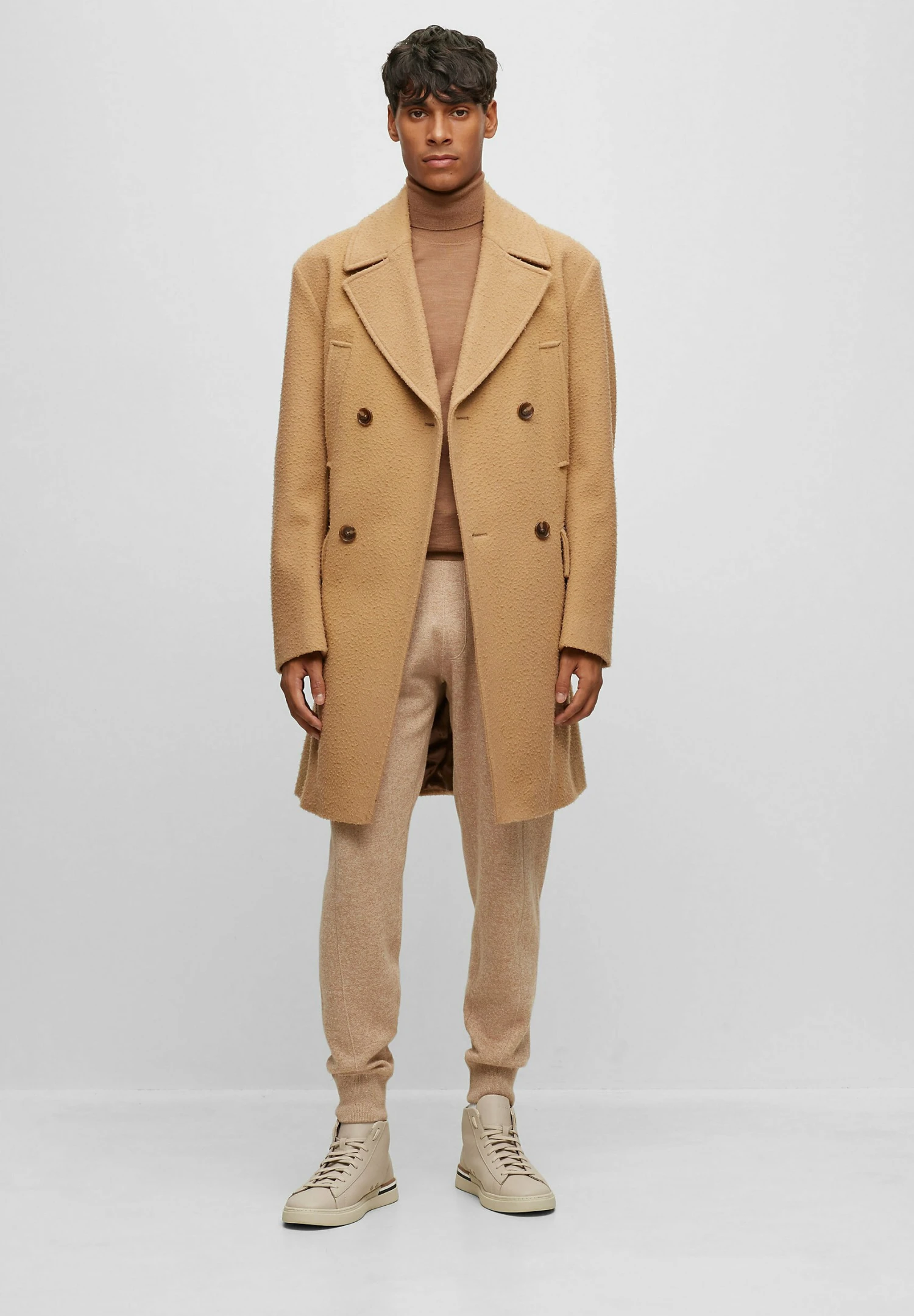 Boss H-Cam-Db-234 - Classic Coat - Beige 2 Boss H-Cam-Db-234 - Classic Coat - Beige - Image 2