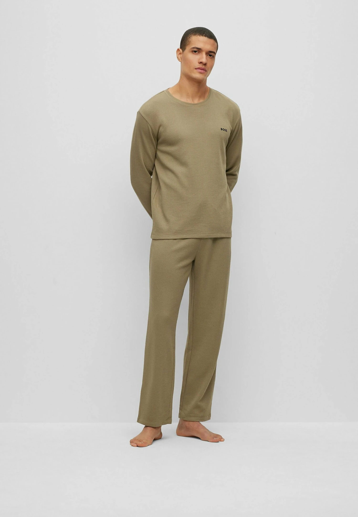 Boss Waffle Ls - Pyjama Top - Light Green Six 2 Boss Waffle Ls - Pyjama Top - Light Green Six - Image 2