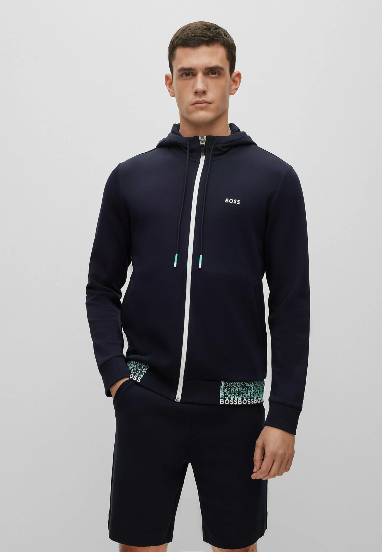 Boss Saggy- Zip-Up Sweatshirt - Dark Blue Two 1 Boss Saggy- Zip-Up Sweatshirt - Dark Blue Two