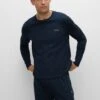 Boss Waffle Ls - Pyjama Top - Dark Blue