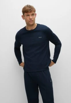 Boss Waffle Ls - Pyjama Top - Dark Blue